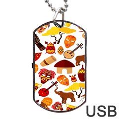 Africa-jungle-ethnic-tribe-travel-seamless-pattern-vector-illustration Dog Tag Usb Flash (one Side) by Salman4z