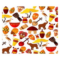 Africa-jungle-ethnic-tribe-travel-seamless-pattern-vector-illustration Two Sides Premium Plush Fleece Blanket (small) by Salman4z