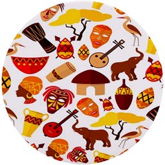 Africa-jungle-ethnic-tribe-travel-seamless-pattern-vector-illustration Uv Print Round Tile Coaster by Salman4z