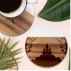 Beautiful-castle Marble Wood Coaster (round) by Salman4z