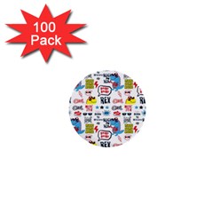 Monster-cool-seamless-pattern 1  Mini Buttons (100 Pack)  by Salman4z