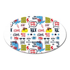 Monster-cool-seamless-pattern Oval Magnet by Salman4z