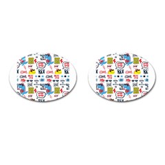 Monster-cool-seamless-pattern Cufflinks (oval) by Salman4z