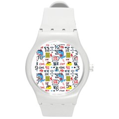 Monster-cool-seamless-pattern Round Plastic Sport Watch (m) by Salman4z