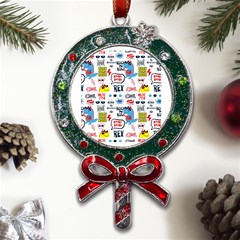 Monster-cool-seamless-pattern Metal X mas Lollipop With Crystal Ornament by Salman4z