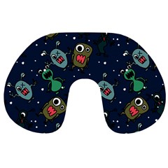 Monster-alien-pattern-seamless-background Travel Neck Pillow by Salman4z