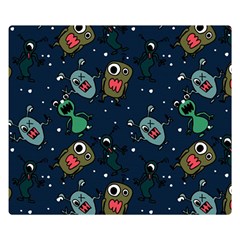 Monster-alien-pattern-seamless-background Two Sides Premium Plush Fleece Blanket (small) by Salman4z