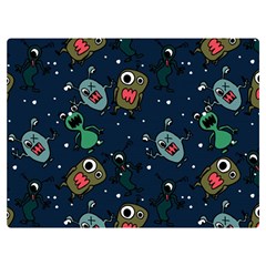 Monster-alien-pattern-seamless-background Two Sides Premium Plush Fleece Blanket (extra Small) by Salman4z