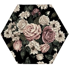 Elegant-seamless-pattern-blush-toned-rustic-flowers Wooden Puzzle Hexagon by Salman4z