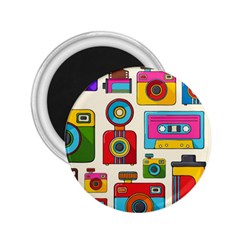 Retro-cameras-audio-cassettes-hand-drawn-pop-art-style-seamless-pattern 2 25  Magnets by Salman4z