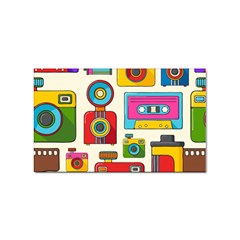 Retro-cameras-audio-cassettes-hand-drawn-pop-art-style-seamless-pattern Sticker Rectangular (10 Pack) by Salman4z