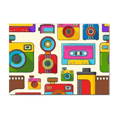 Retro-cameras-audio-cassettes-hand-drawn-pop-art-style-seamless-pattern Sticker A4 (100 Pack) by Salman4z