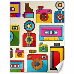 Retro-cameras-audio-cassettes-hand-drawn-pop-art-style-seamless-pattern Canvas 36  X 48  by Salman4z