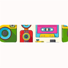 Retro-cameras-audio-cassettes-hand-drawn-pop-art-style-seamless-pattern Large Bar Mat by Salman4z