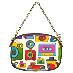 Retro-cameras-audio-cassettes-hand-drawn-pop-art-style-seamless-pattern Chain Purse (two Sides) by Salman4z