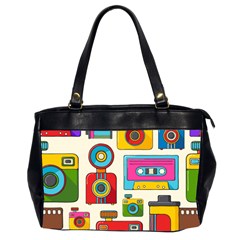 Retro-cameras-audio-cassettes-hand-drawn-pop-art-style-seamless-pattern Oversize Office Handbag (2 Sides) by Salman4z