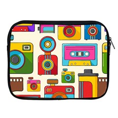 Retro-cameras-audio-cassettes-hand-drawn-pop-art-style-seamless-pattern Apple Ipad 2/3/4 Zipper Cases by Salman4z