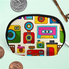 Retro-cameras-audio-cassettes-hand-drawn-pop-art-style-seamless-pattern Accessory Pouch (medium) by Salman4z