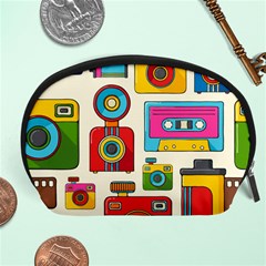 Retro-cameras-audio-cassettes-hand-drawn-pop-art-style-seamless-pattern Accessory Pouch (large) by Salman4z