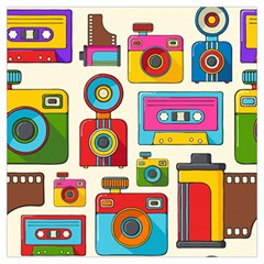 Retro-cameras-audio-cassettes-hand-drawn-pop-art-style-seamless-pattern Lightweight Scarf  by Salman4z