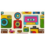 Retro-cameras-audio-cassettes-hand-drawn-pop-art-style-seamless-pattern Banner and Sign 4  x 2  Front