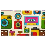 Retro-cameras-audio-cassettes-hand-drawn-pop-art-style-seamless-pattern Banner and Sign 7  x 4  Front