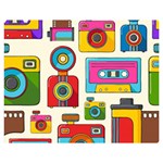 Retro-cameras-audio-cassettes-hand-drawn-pop-art-style-seamless-pattern Premium Plush Fleece Blanket (Medium) 60 x50  Blanket Front