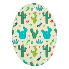 Cactus-succulents-floral-seamless-pattern Ornament (oval) by Salman4z