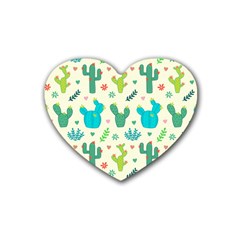 Cactus-succulents-floral-seamless-pattern Rubber Heart Coaster (4 Pack) by Salman4z