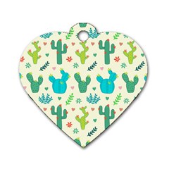 Cactus-succulents-floral-seamless-pattern Dog Tag Heart (one Side) by Salman4z