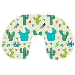 Cactus-succulents-floral-seamless-pattern Travel Neck Pillow by Salman4z