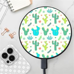 Cactus-succulents-floral-seamless-pattern Wireless Fast Charger(black) by Salman4z