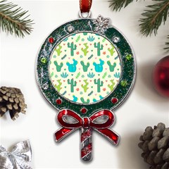 Cactus-succulents-floral-seamless-pattern Metal X mas Lollipop With Crystal Ornament by Salman4z