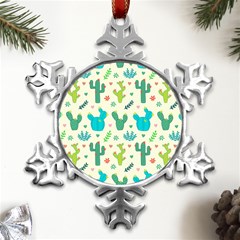 Cactus-succulents-floral-seamless-pattern Metal Small Snowflake Ornament