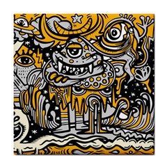 Crazy-abstract-doodle-social-doodle-drawing-style Tile Coaster by Salman4z