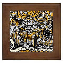 Crazy-abstract-doodle-social-doodle-drawing-style Framed Tile by Salman4z