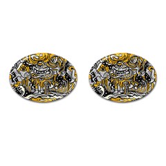 Crazy-abstract-doodle-social-doodle-drawing-style Cufflinks (oval) by Salman4z