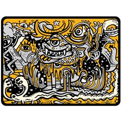 Crazy-abstract-doodle-social-doodle-drawing-style Fleece Blanket (large) by Salman4z