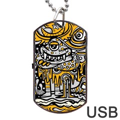 Crazy-abstract-doodle-social-doodle-drawing-style Dog Tag Usb Flash (two Sides) by Salman4z