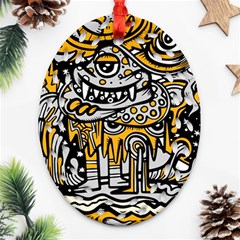 Crazy-abstract-doodle-social-doodle-drawing-style Oval Filigree Ornament (two Sides)