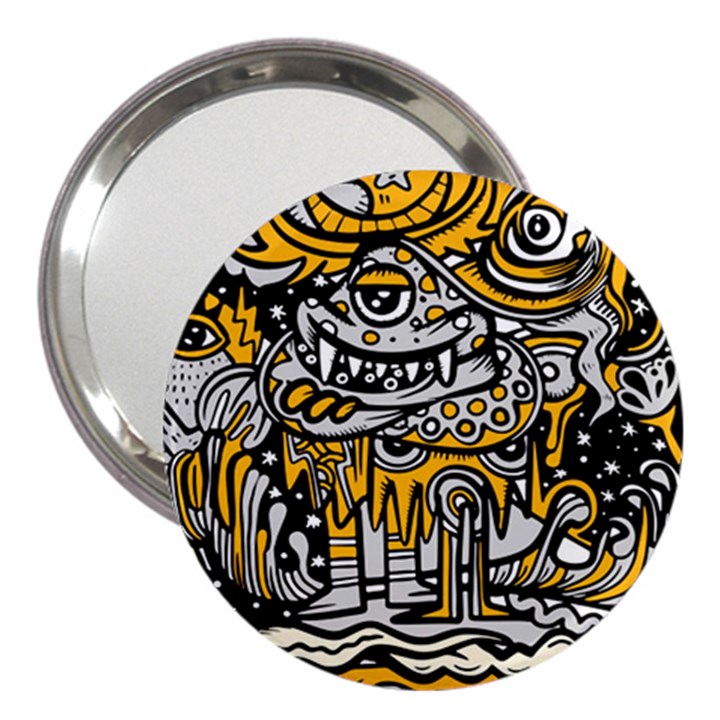 Crazy-abstract-doodle-social-doodle-drawing-style 3  Handbag Mirrors