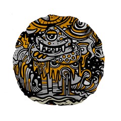 Crazy-abstract-doodle-social-doodle-drawing-style Standard 15  Premium Round Cushions by Salman4z