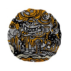 Crazy-abstract-doodle-social-doodle-drawing-style Standard 15  Premium Flano Round Cushions