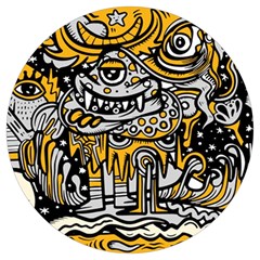 Crazy-abstract-doodle-social-doodle-drawing-style Round Trivet by Salman4z