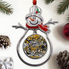 Crazy-abstract-doodle-social-doodle-drawing-style Metal Snowman Ornament by Salman4z