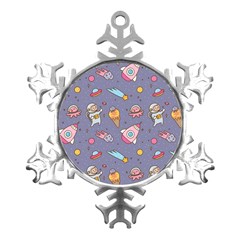 Outer-space-seamless-background Metal Small Snowflake Ornament by Salman4z