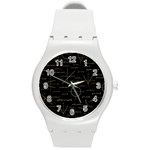 Abstract-math Pattern Round Plastic Sport Watch (M) Front