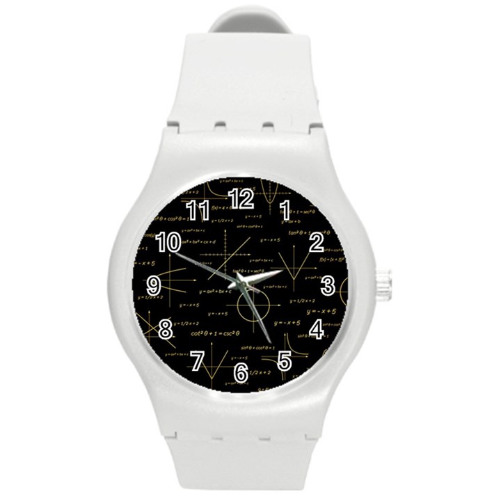 Abstract-math Pattern Round Plastic Sport Watch (M)