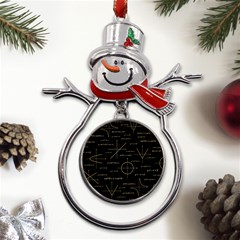 Abstract-math Pattern Metal Snowman Ornament