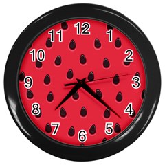 Seamless-watermelon-surface-texture Wall Clock (black) by Salman4z